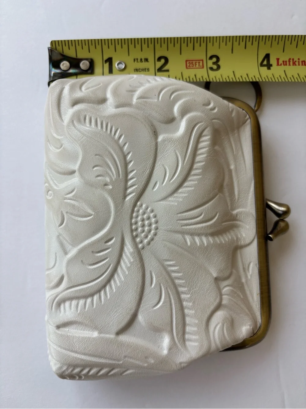 Patricia Nash leather latte Embossed Floral Kiss-Lock coin purse - Picture 6 of 6